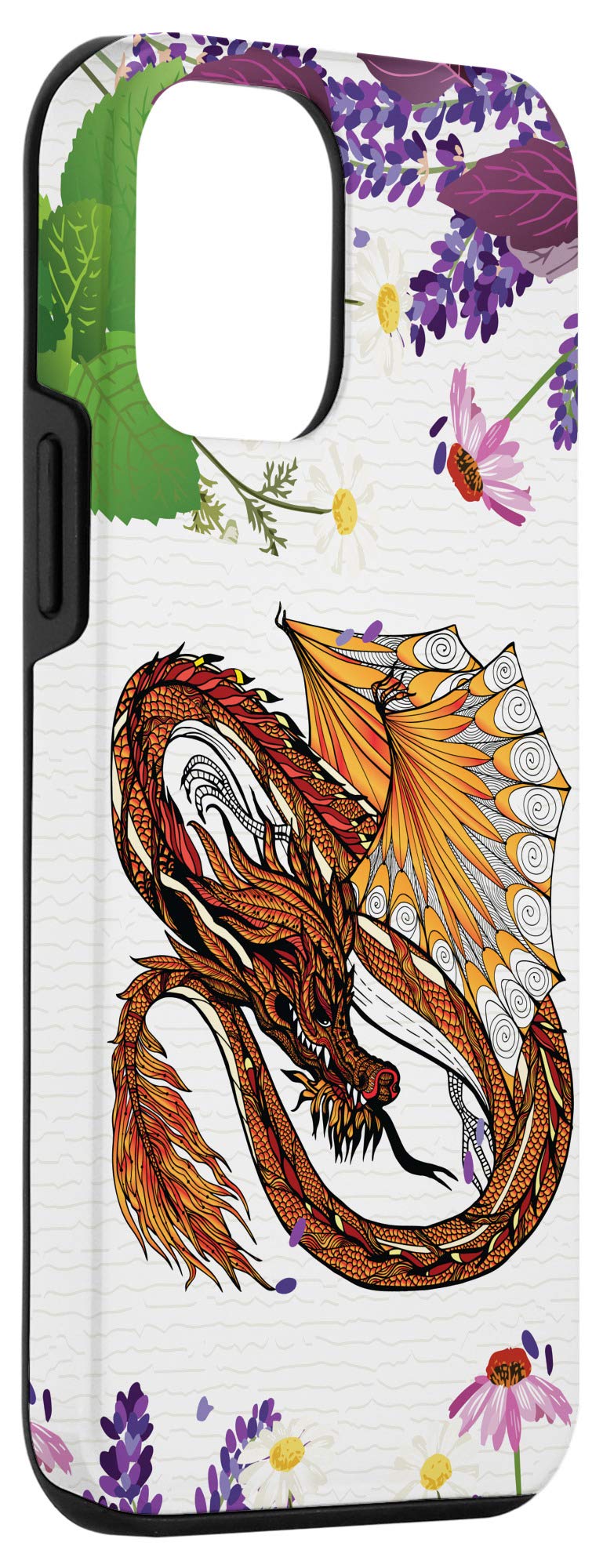 iPhone 12 Mini Case - Wildflower Floral & Dragon Tattoo Design, Slim Protective Cover for iPhone 12 Mini - Perfect for Daily Use, Travel & Gift Giving