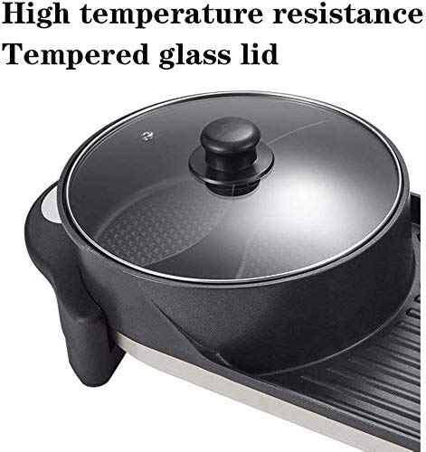 2-in-1 Large Capacity Electric Hot Pot & Grill - Indoor Smokeless Teppanyaki Grill with Flat Bottom for Easy Cleaning - Perfect for Family Gatherings, Asian Hot Pot Meals & Home BBQ Parties