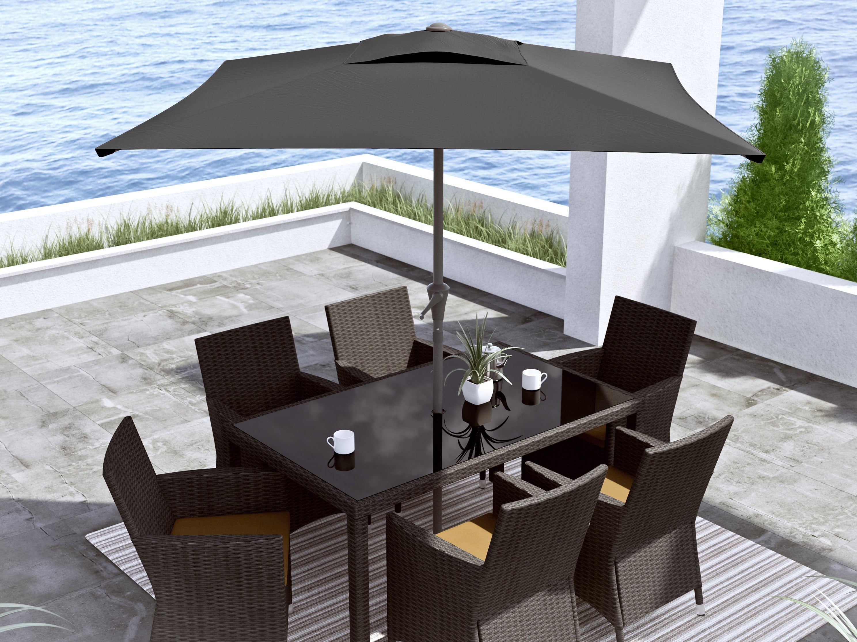9ft Black Square Patio Umbrella - Outdoor Sun Shade for Pool, Garden, and Backyard - Heavy Duty Cantilever Umbrella with Wind Vent for Patio Furniture
