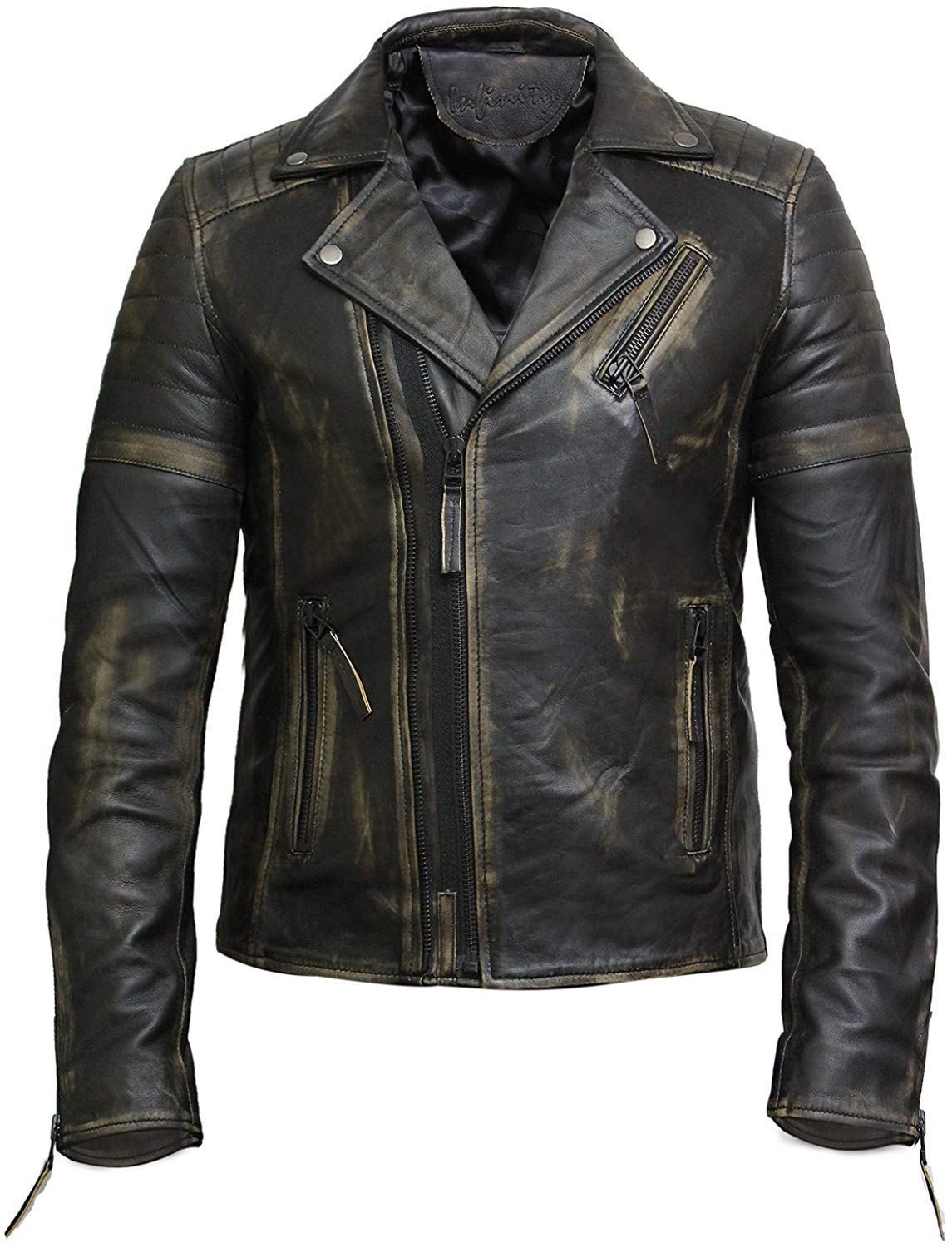 BRANDSLOCK Men's Genuine Lamb Skin Leather Jacket - Slim Fit Biker Style Motorcycle Jacket for Men | Perfect for Riding, Casual Wear & Outdoor Adventures
