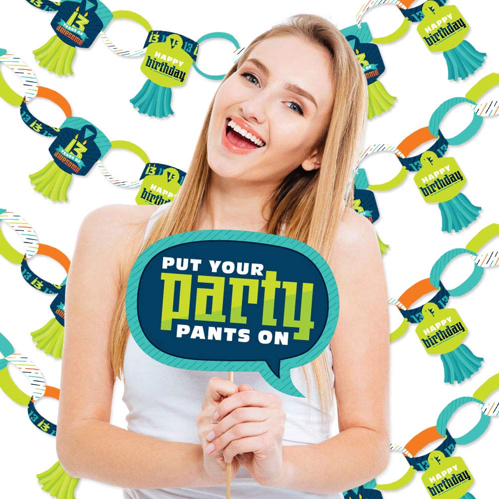 Big Dot of Happiness 13th Birthday Party Decorations Kit - Teen Boy Banner & Photo Booth Props - Official Doterrific Bundle for Teenager Celebrations | Perfect for Birthday Parties, Photo Backdrops & Social Media Posts