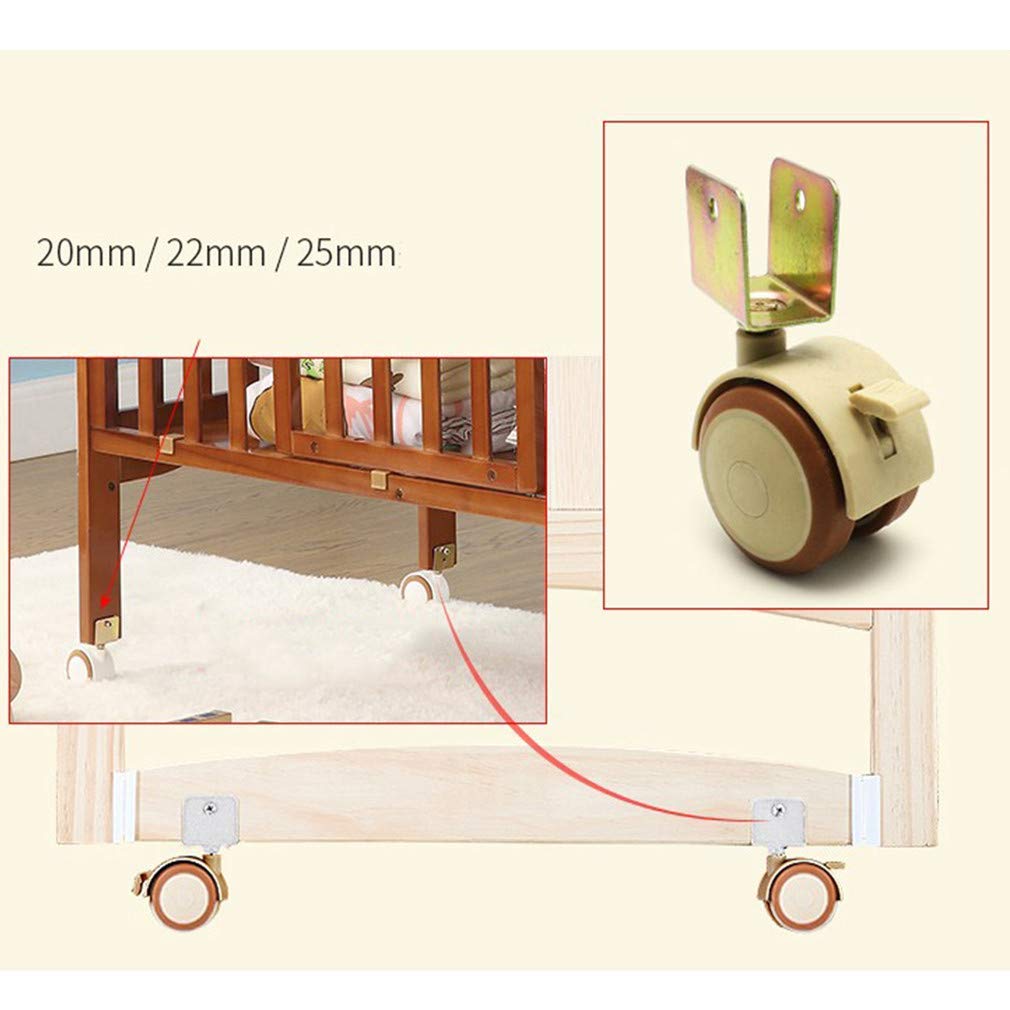 4 x 2 Inch Heavy Duty Rubber Swivel Caster Wheels with Brake - 100kg Load Capacity, Quiet Double Wheels, U Bracket - Perfect for Furniture, Cribs, Desks, and Office Chairs (Color: 20mm/0.8 Inches)