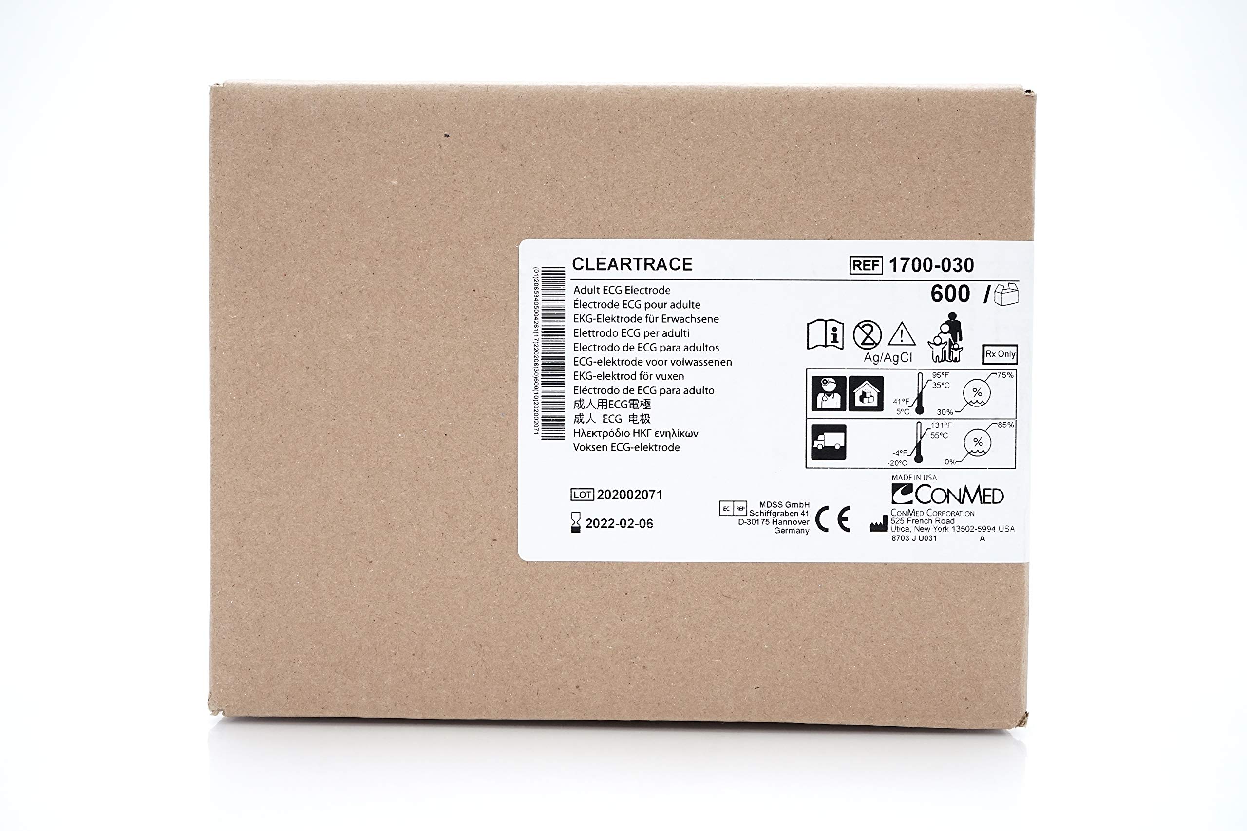 ConMed 1700-030 Cleartrace Adult ECG Electrodes - 600 Pack of General Purpose Medical Electrodes (20