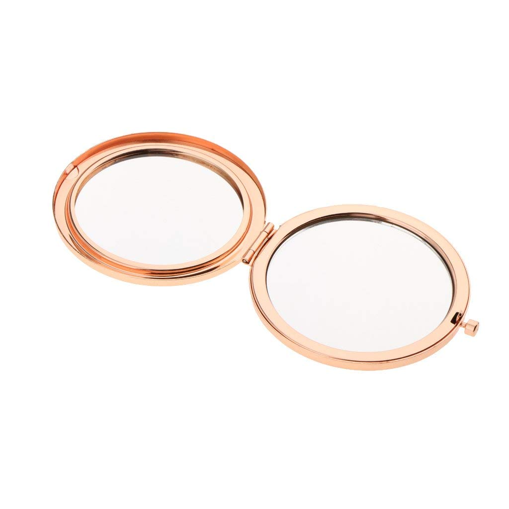 2 Pack Foldable Travel Mirror - Rose Gold Compact Cosmetic Mirror for Makeup & Shaving | Portable Pocket Mirror for Home, Travel, Gym & Purse