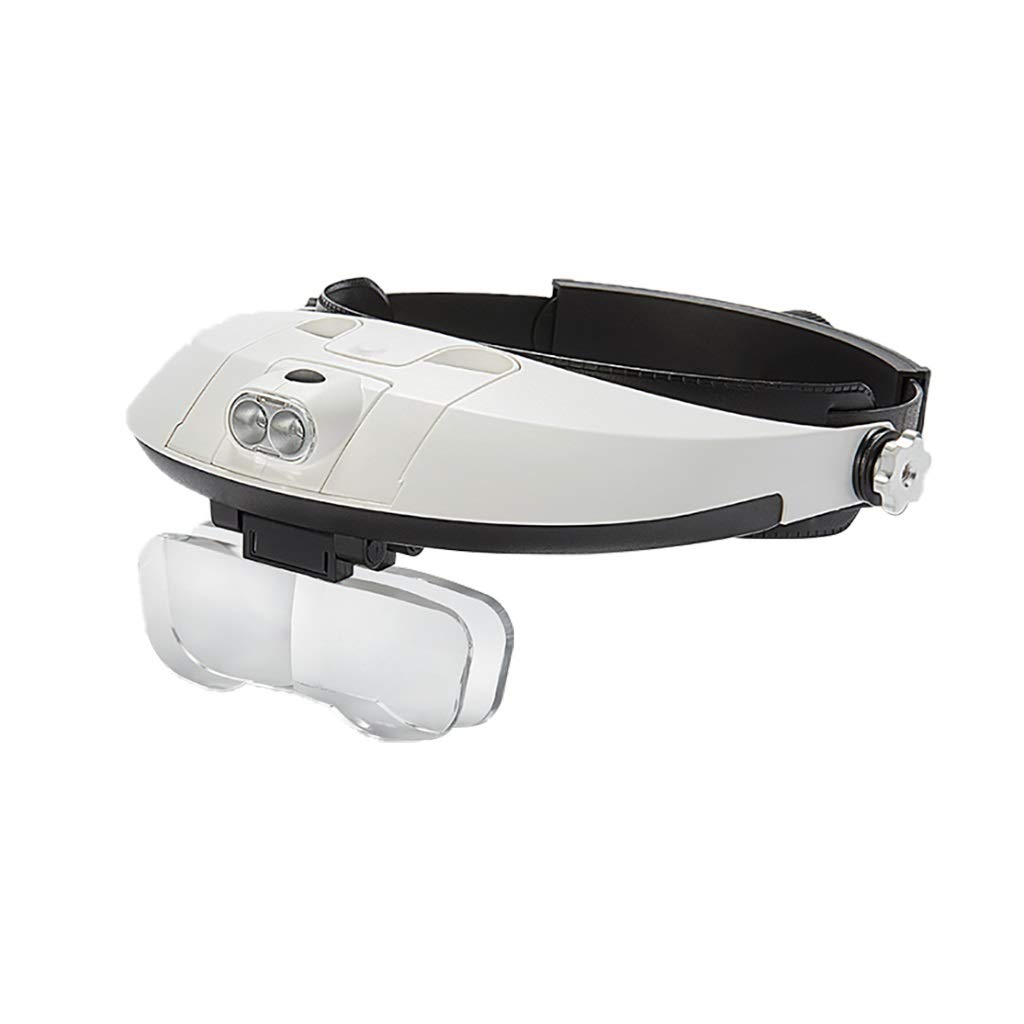 LED Magnifying Glasses with Light - Hands-Free Headband Magnifier for Reading, Jewelry Making, Crafts & Close Work - Interchangeable Lens for Precision Tasks