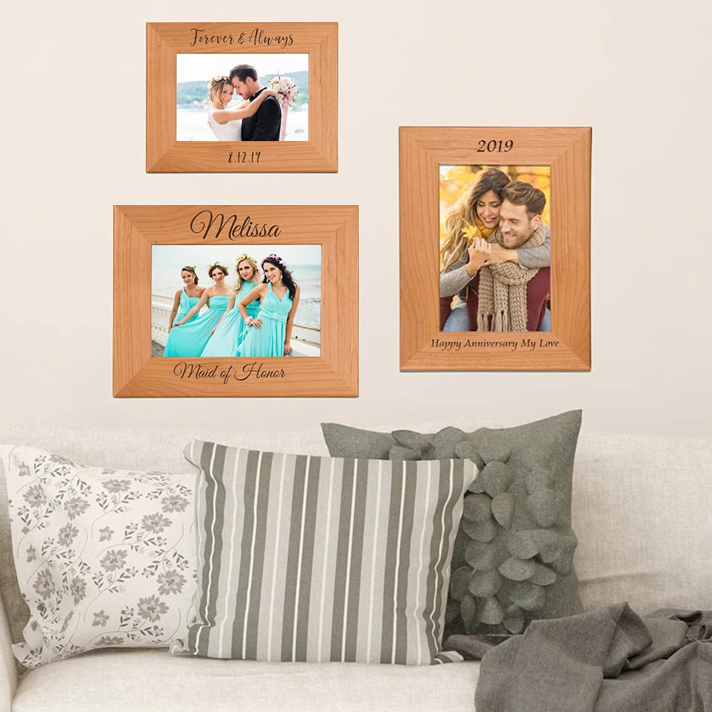 Custom Engraved Solid Wood Picture Frames 8x10 Inches - Personalized Photo Frames with Text for Wall or Tabletop Display - Perfect for Home Decor, Wedding Photos, and Family Memories (Horizontal)