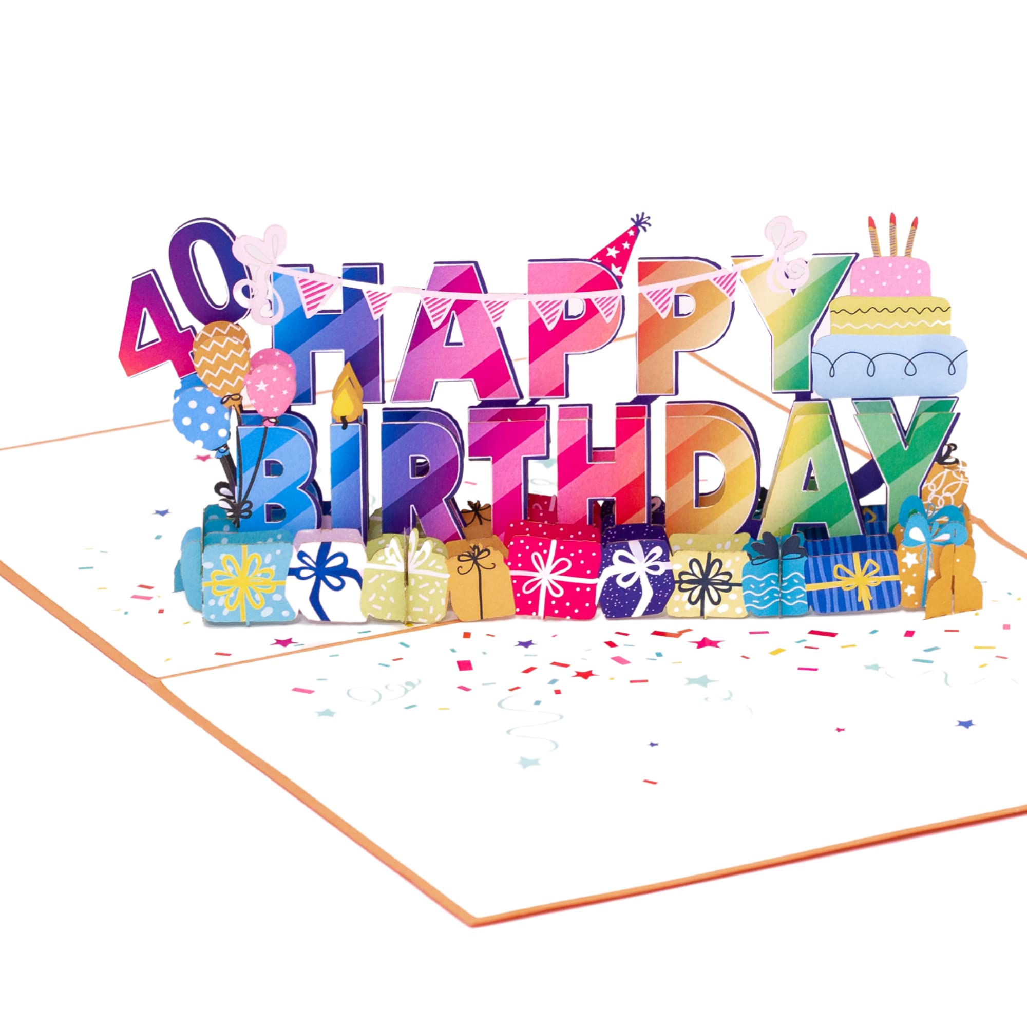 40th Birthday Pop Up Card - Unique 3D Greeting Card for 40th Birthday Celebration - Perfect Gift for Daughter, Son, Granddaughter, Niece or Nephew - Great for Milestone Birthday Parties & Special Occasions