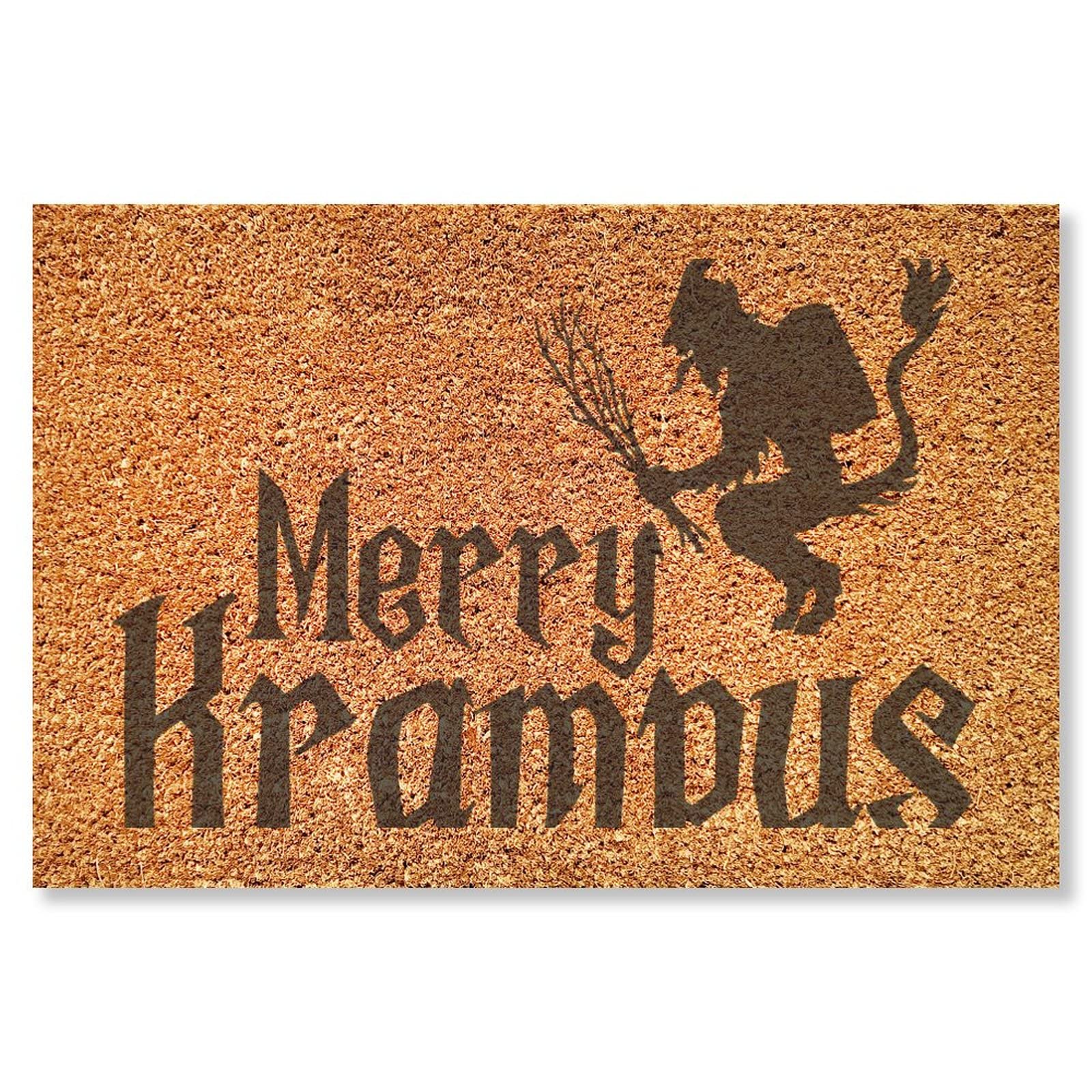 Funny Merry Krampus Doormat 16x24 Inch - Christmas Welcome Mat with Coir Material for Front Door Decor, Holiday Housewarming Gift - Perfect for Christmas Party Entryway & Festive Home Decor