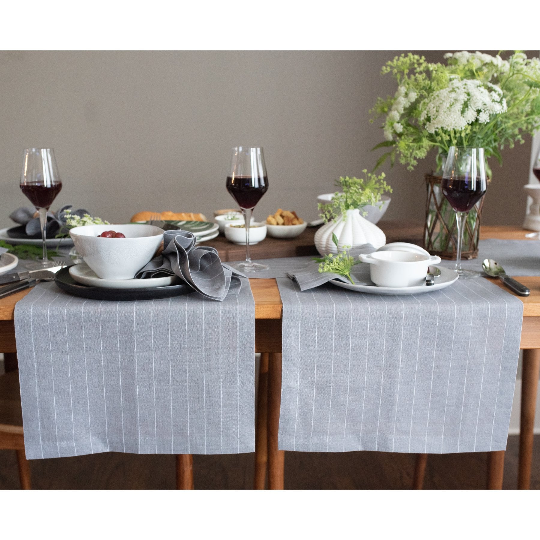 Elegant Pinstripe Placemats Set of 4 - Premium Cotton Table Mats for Formal Dining, Dinner Parties & Holiday Decor