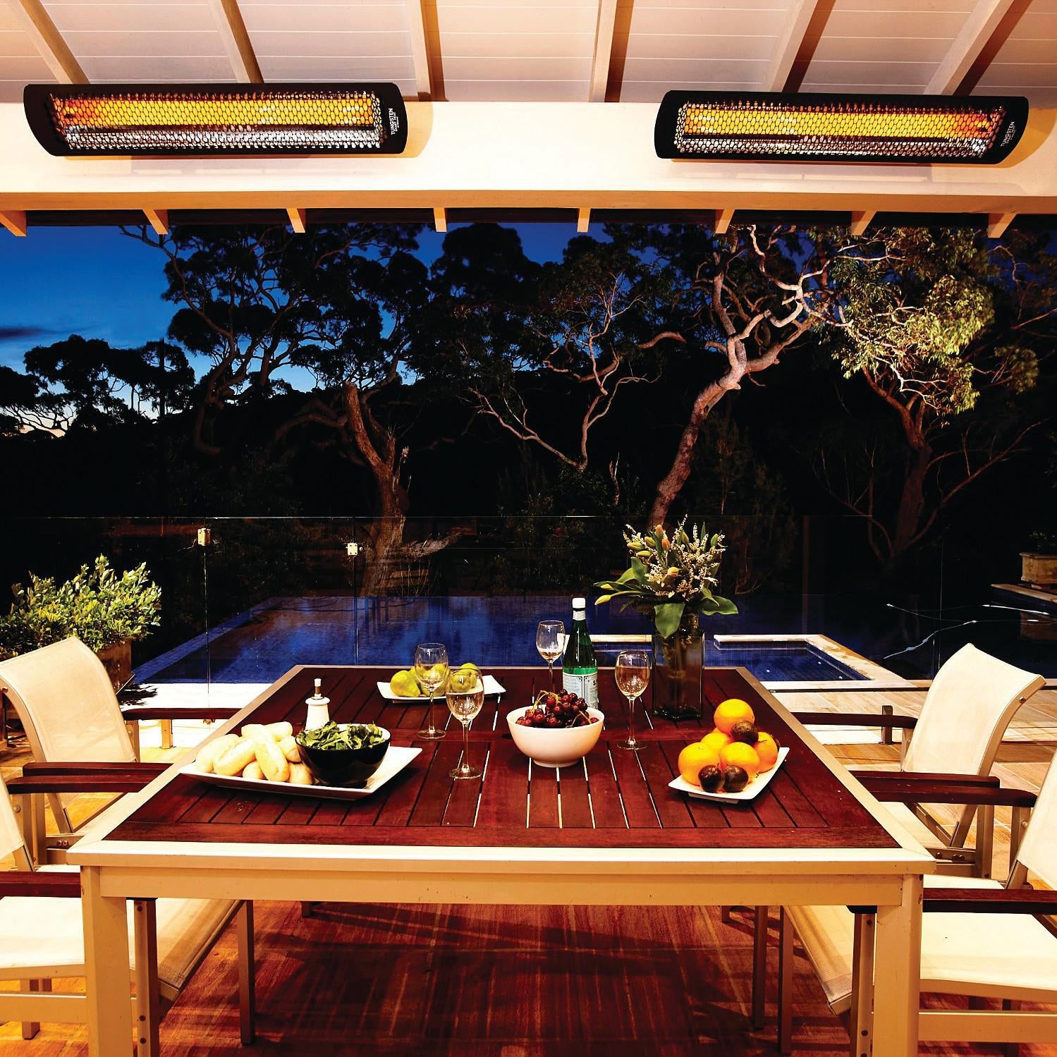 6000W Tungsten Electric Patio Heater 208V Black - Outdoor Heating Solution for Restaurants, Gardens, and Backyards