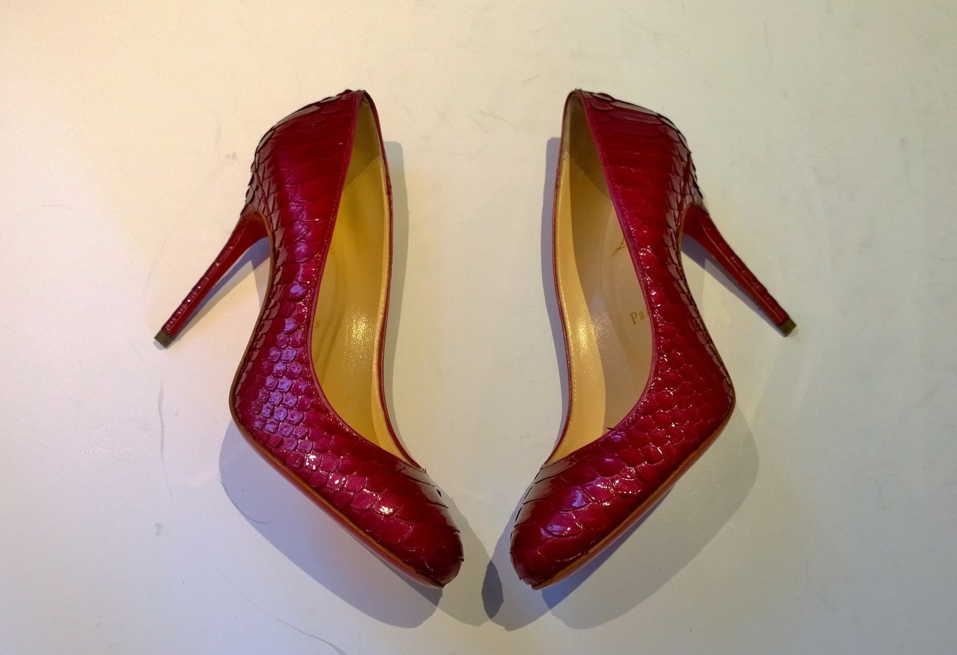 Christian Louboutin Fifi 100 Crystal Lamé Dark Pink High Heels - Luxury Women's Pumps for Parties & Special Occasions