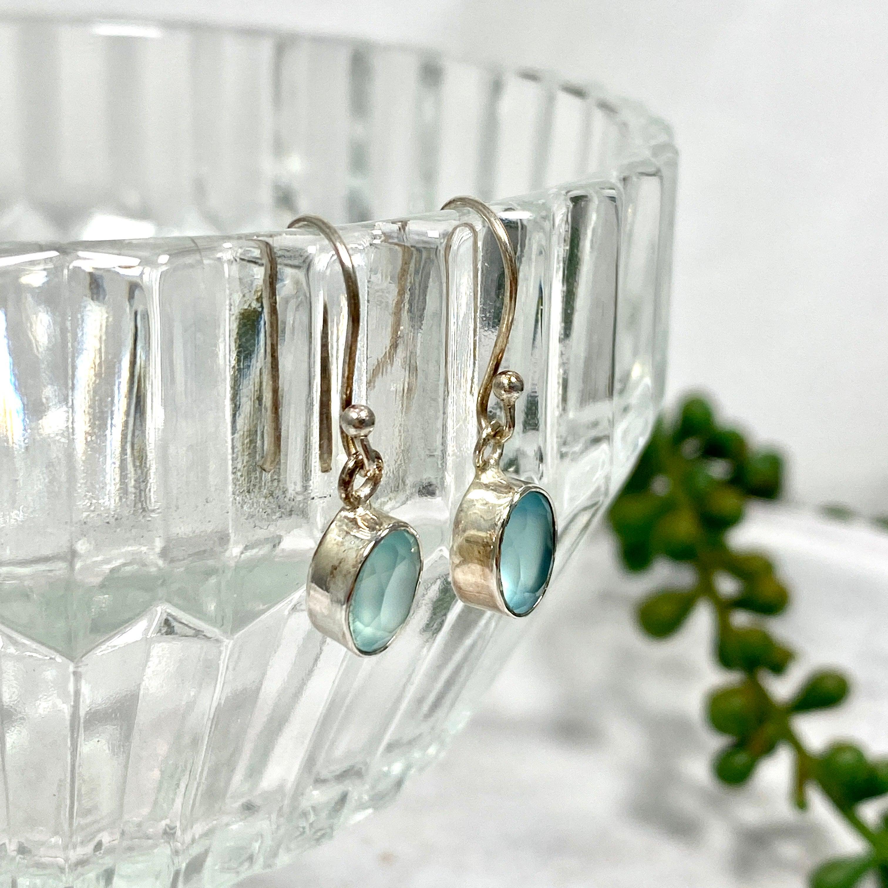 Blue Chalcedony Petite Oval Faceted Earrings R2363 BCO – Elegant Jewelry for Women, Perfect for Parties, Weddings & Daily Wear
