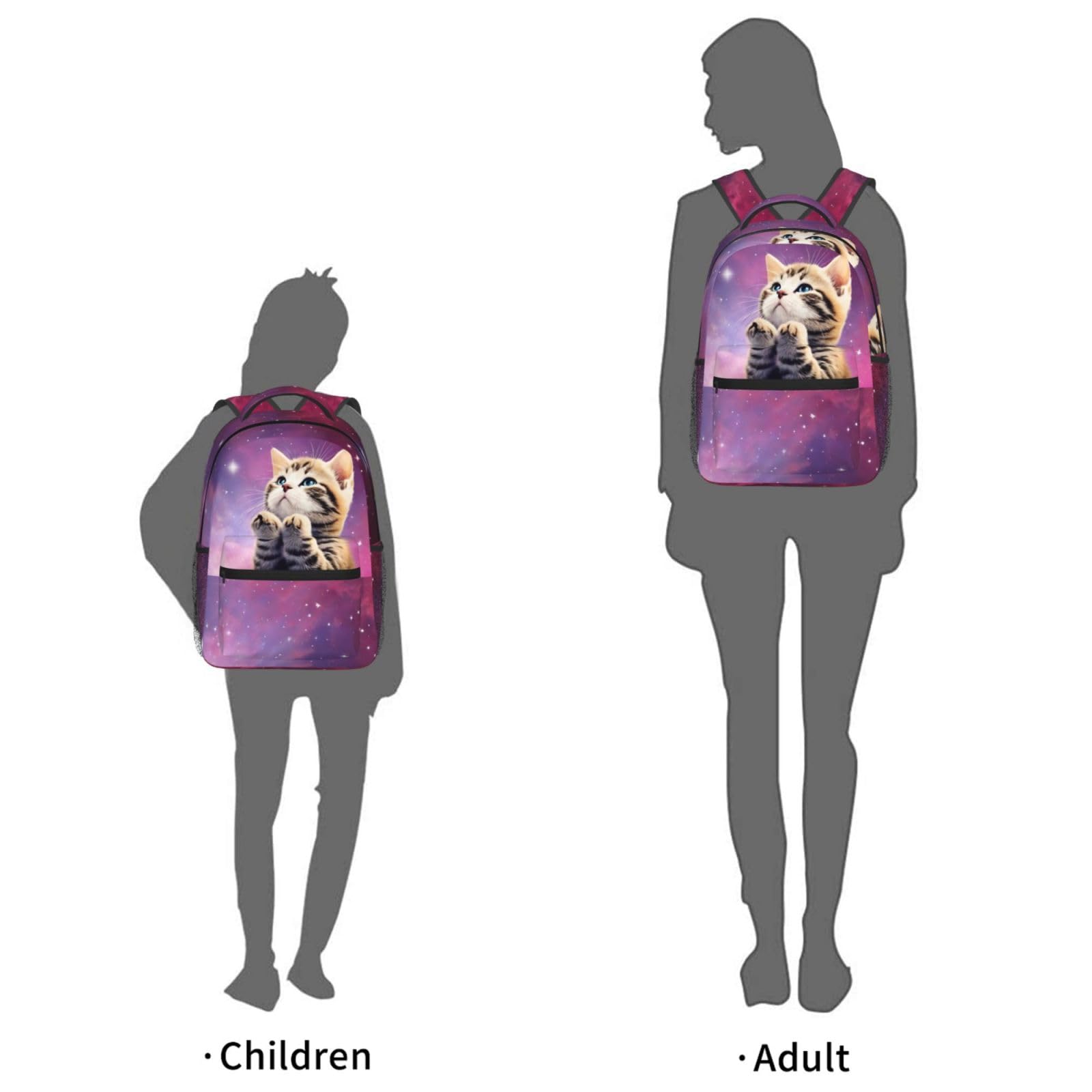 Dujiea 17 Inch Cute 3D Cat Galaxy Kitty Laptop Backpack - Waterproof School Bookbag for Women & Teens, Travel Shoulder Bag with Chest Strap - Perfect for College, Work, Commuting & Daily Use