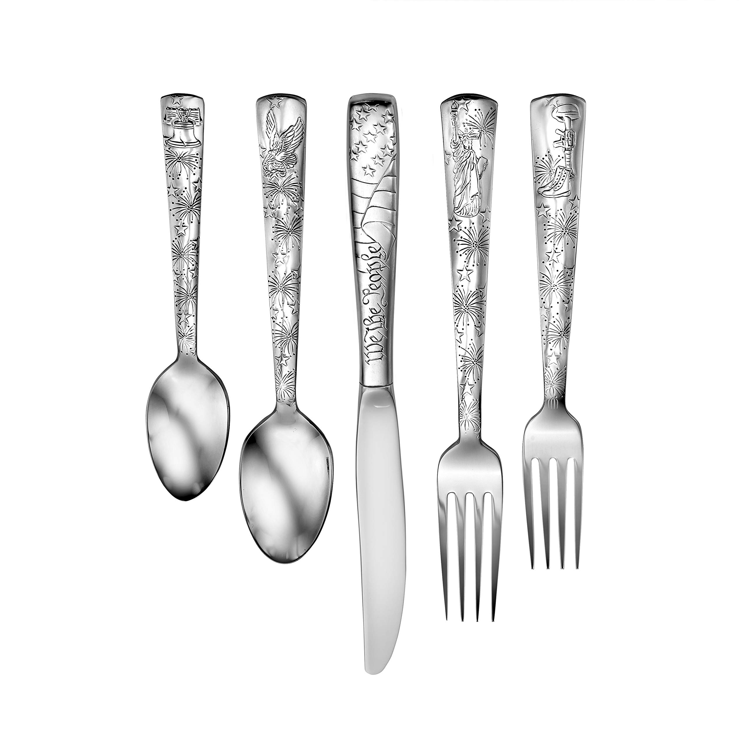 Liberty Tabletop 45-Piece Flatware Set - Service for 8, Stainless Steel Silverware Set with Knives, Forks & Spoons - Made in USA - Perfect for Dinner Parties, Weddings & Everyday Dining