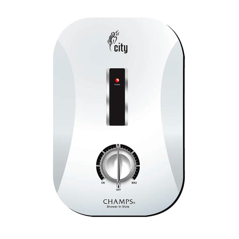 Champs City White Electric Instant Water Heater with Shower Set - Fast Hot Water On Demand for Bathroom, Kitchen & RV Use