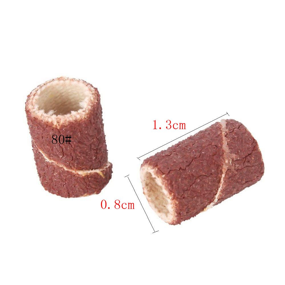 100PCS 80 Grit Sanding Bands for Nail Drill - 1/4