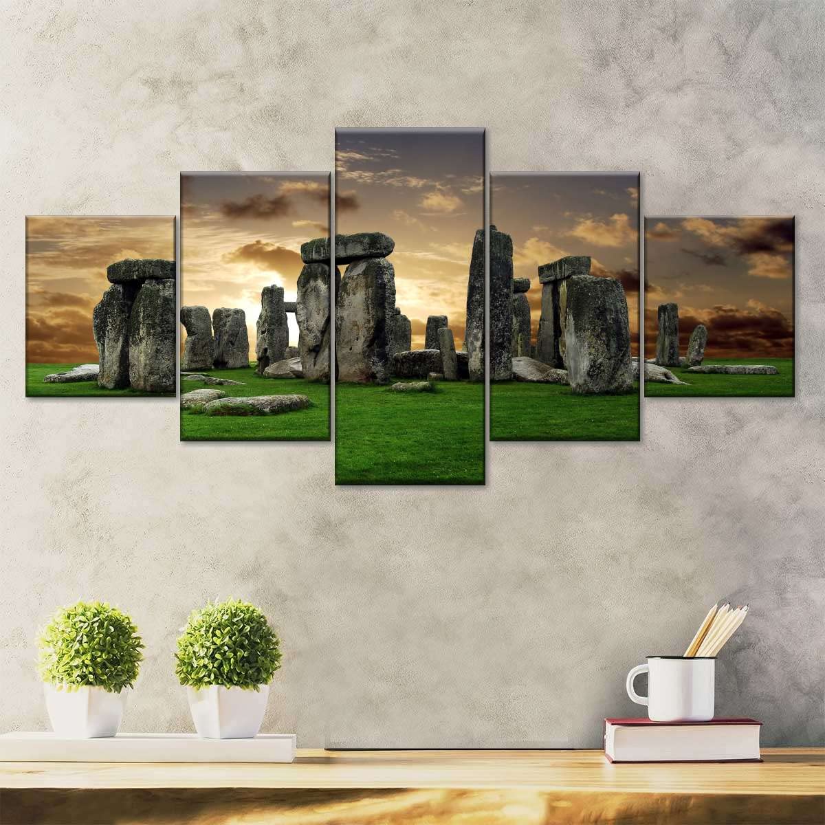 5-Piece Stonehenge Canvas Wall Art Set - Abstract Modern Multi-Panel Prints for Living Room Decor, Stretched & Framed Ready to Hang | Perfect for Home, Office & Bedroom Wall Decorations