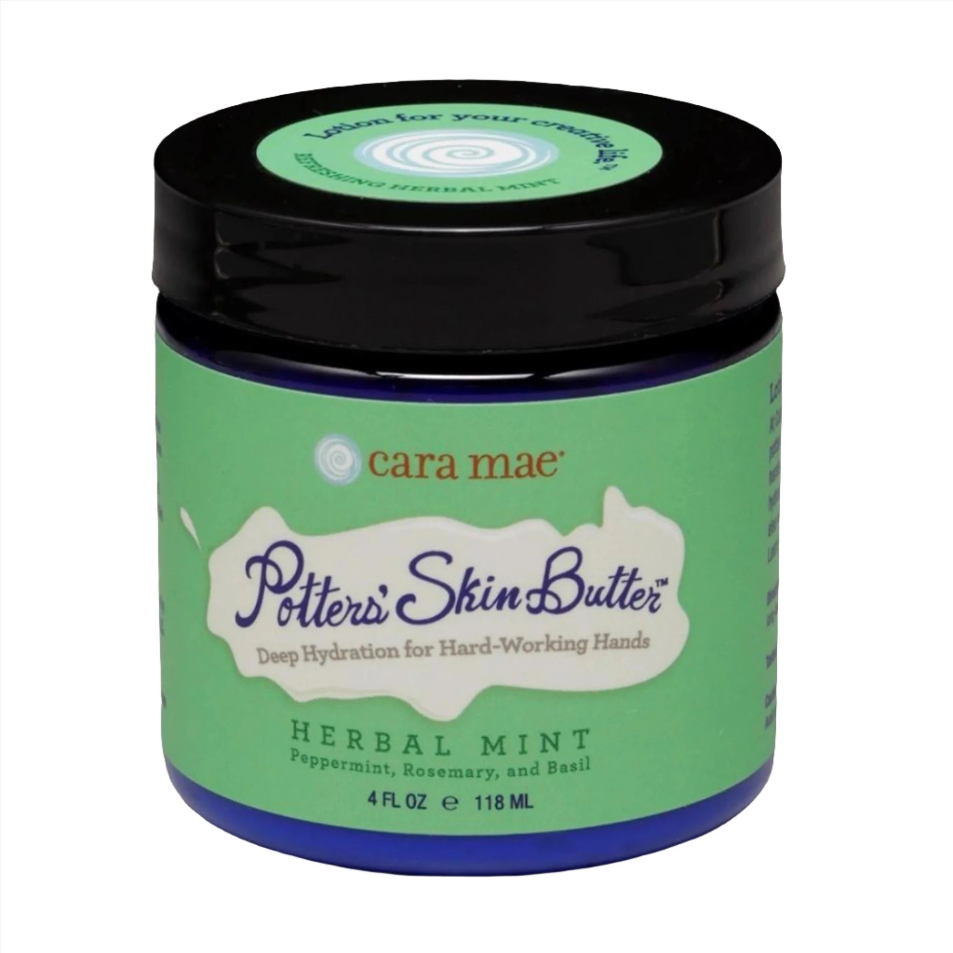 Cara Mae Herbal Mint Potters' Skin Butter - Natural Moisturizing Hand Cream for Dry Cracked Skin - Perfect for Potters, Gardeners & DIY Enthusiasts
