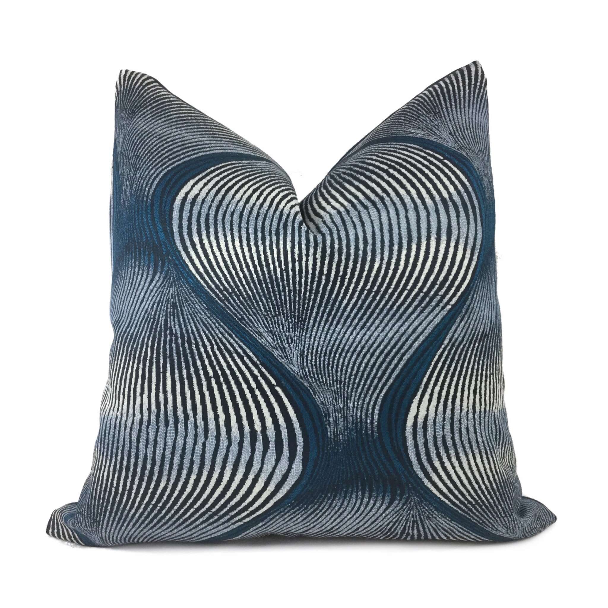 Modern Ogee Swirl Blue Teal Gray Pillow Cover - Decorative Throw Pillow Case for Sofa, Bed, Couch - Boho Home Decor Accent for Living Room & Bedroom