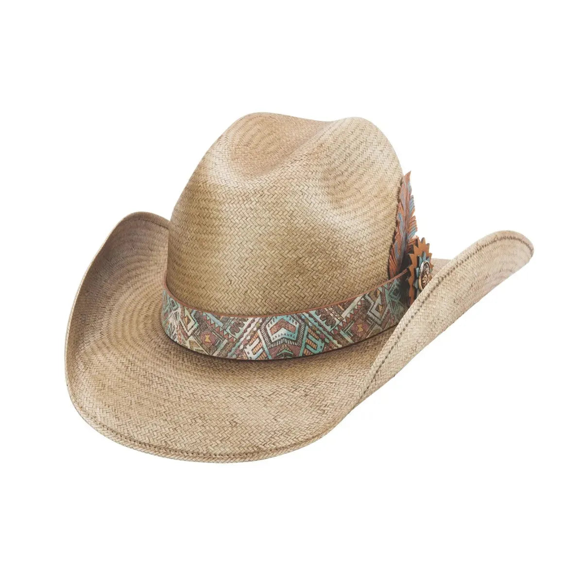 Bullhide Southwest Love Shangtung Panama Straw Cowboy Hat - Western Style Sun Hat for Men & Women - Perfect for Rodeo, Country Music Festivals & Outdoor Adventures