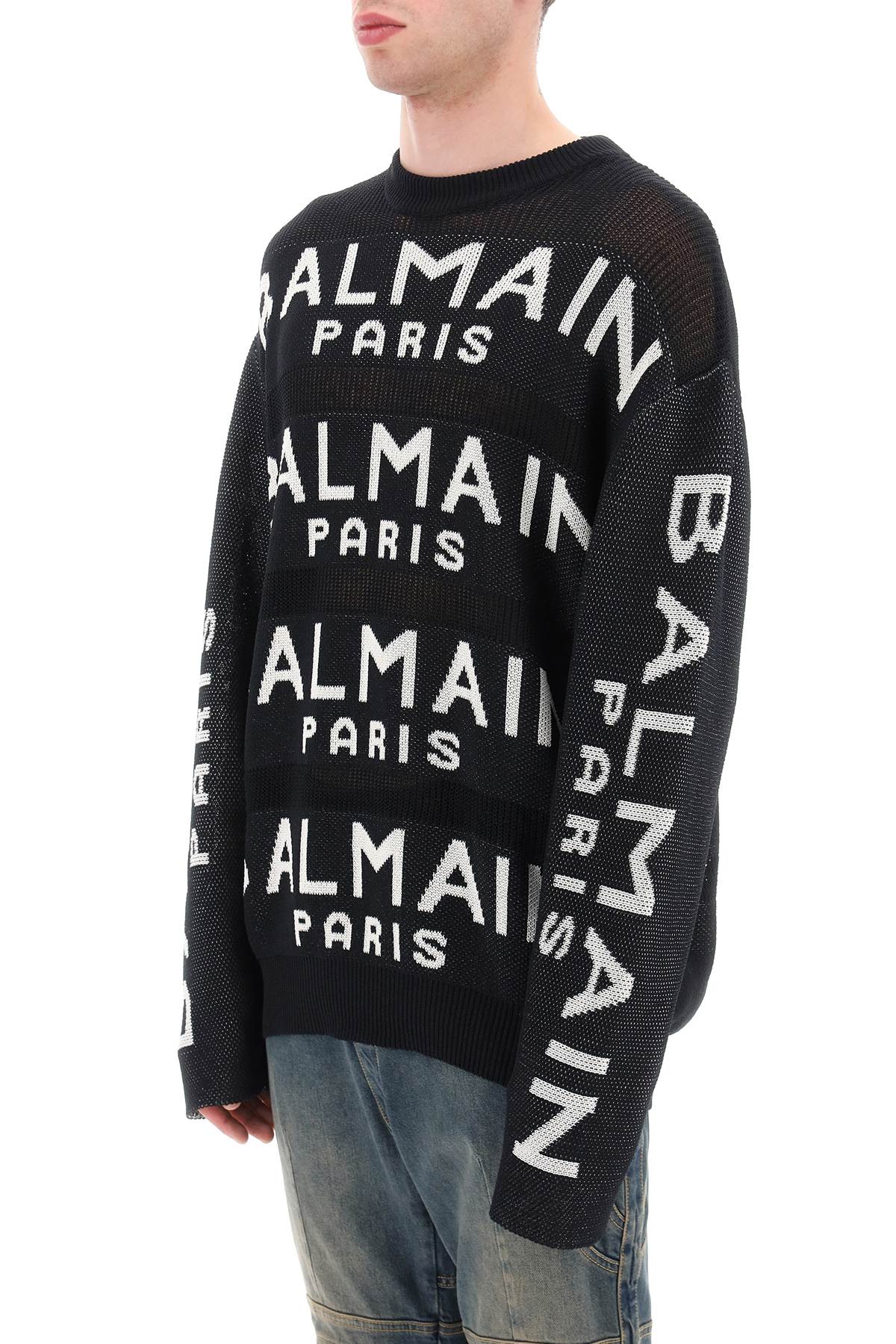 Balmain Cotton Pullover Sweatshirt with All Over Logo - Casual Luxury Wear for Men & Women | Perfect for Streetwear, Lounge & Everyday Fashion