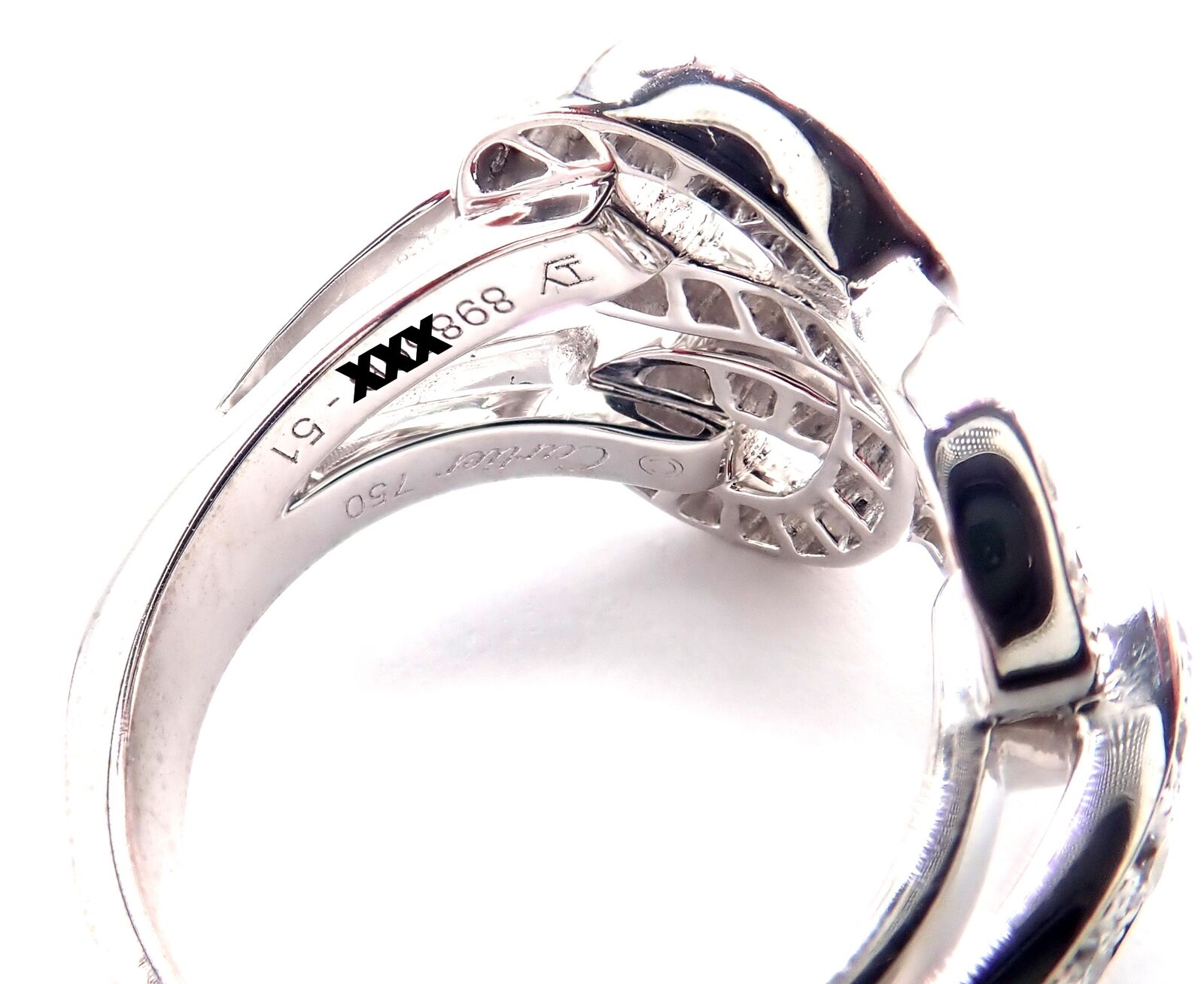 Authentic Cartier Agrafe 18k White Gold Diamond Band Ring for Women - Luxury Wedding Engagement Jewelry Gift for Her