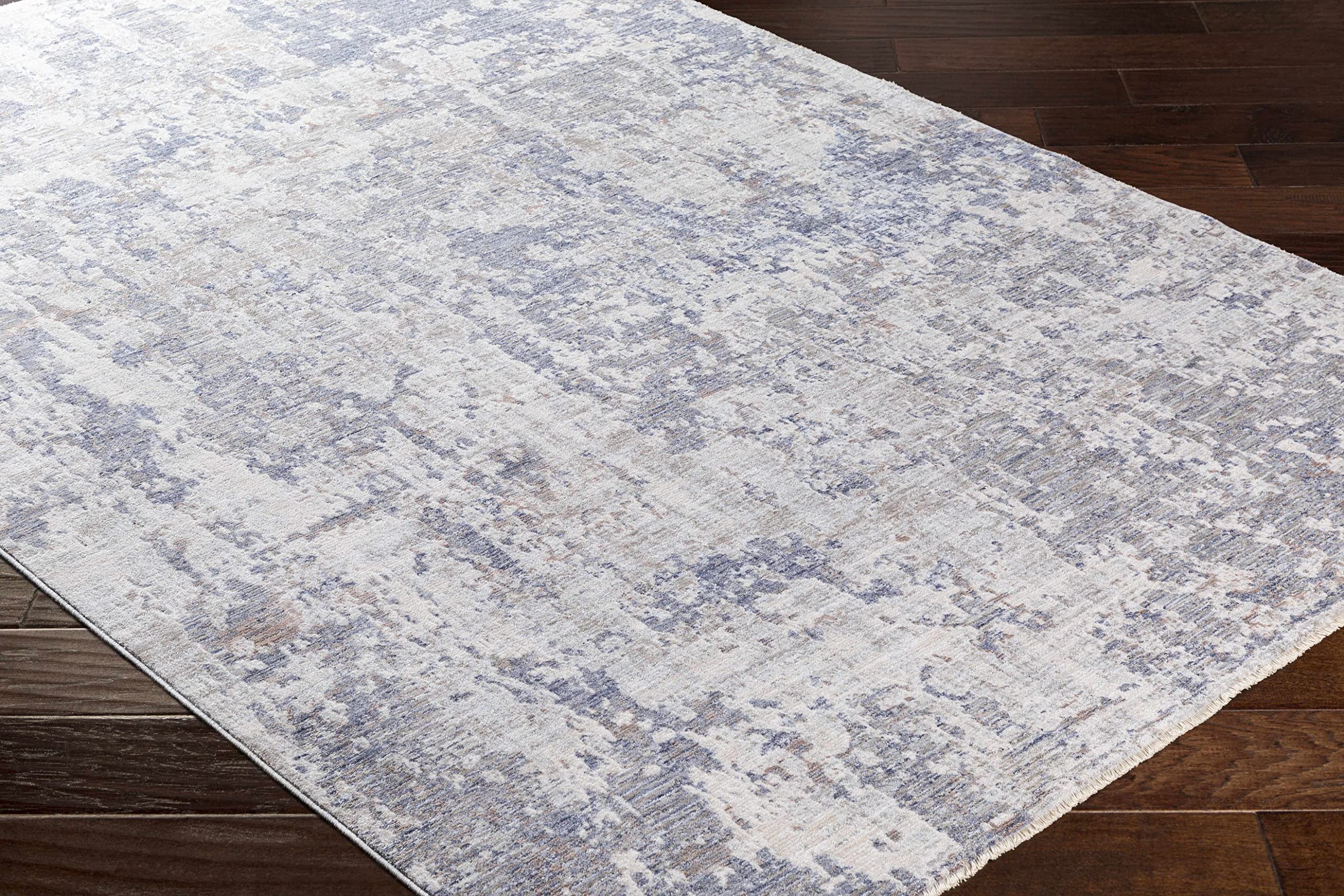 Modern Hauteloom Broxbourne Area Rug for Living Room & Bedroom - Navy, Denim, Pale Blue - 2' x 3'3