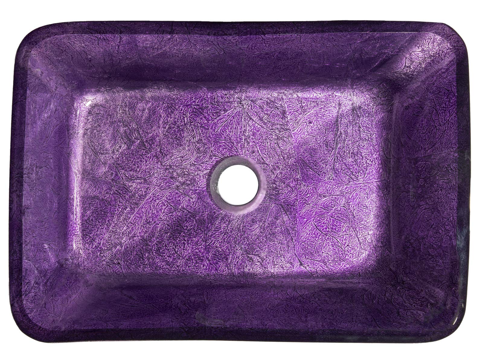 Modern Rectangular Purple Foil Glass Vessel Bathroom Sink - Elegant Vanity Basin for Contemporary Home Decor, Perfect for Powder Rooms and Luxury Bathrooms