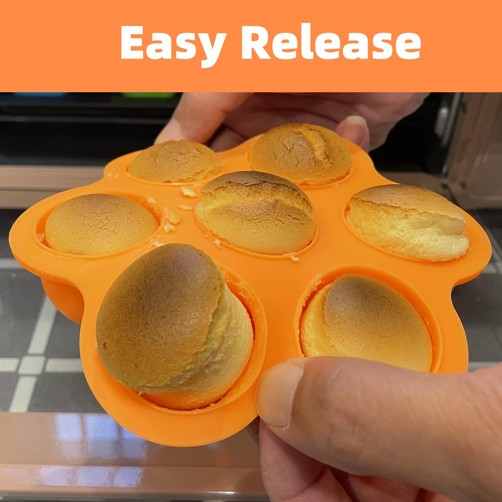 **7-Cavity Silicone Popsicle Molds with Lid - Non-Stick Ice Pop & Baby Food Storage Containers, Reusable Ice Cube Trays & Cake Molds (Orange) - Perfect for Homemade Treats, Kids Snacks & Party Desserts**