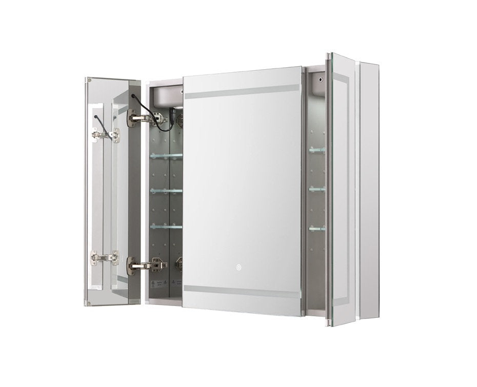 Aquadom Royale Plus 48x36 Inch LED Lighted Triple Door Bathroom Medicine Cabinet - Perfect for Modern Homes, Spas & Luxury Hotels