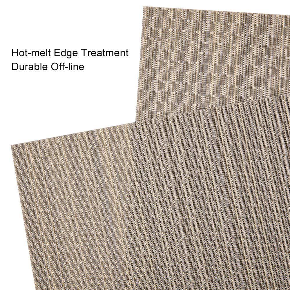 Myir JUN Set of 8 Washable Non-Slip Heatproof Woven Placemats - Golden Silver PVC Table Mats for Dining Room, Kitchen, and Indoor Use - Durable Fabric Placemats for Everyday Meals and Special Occasions
