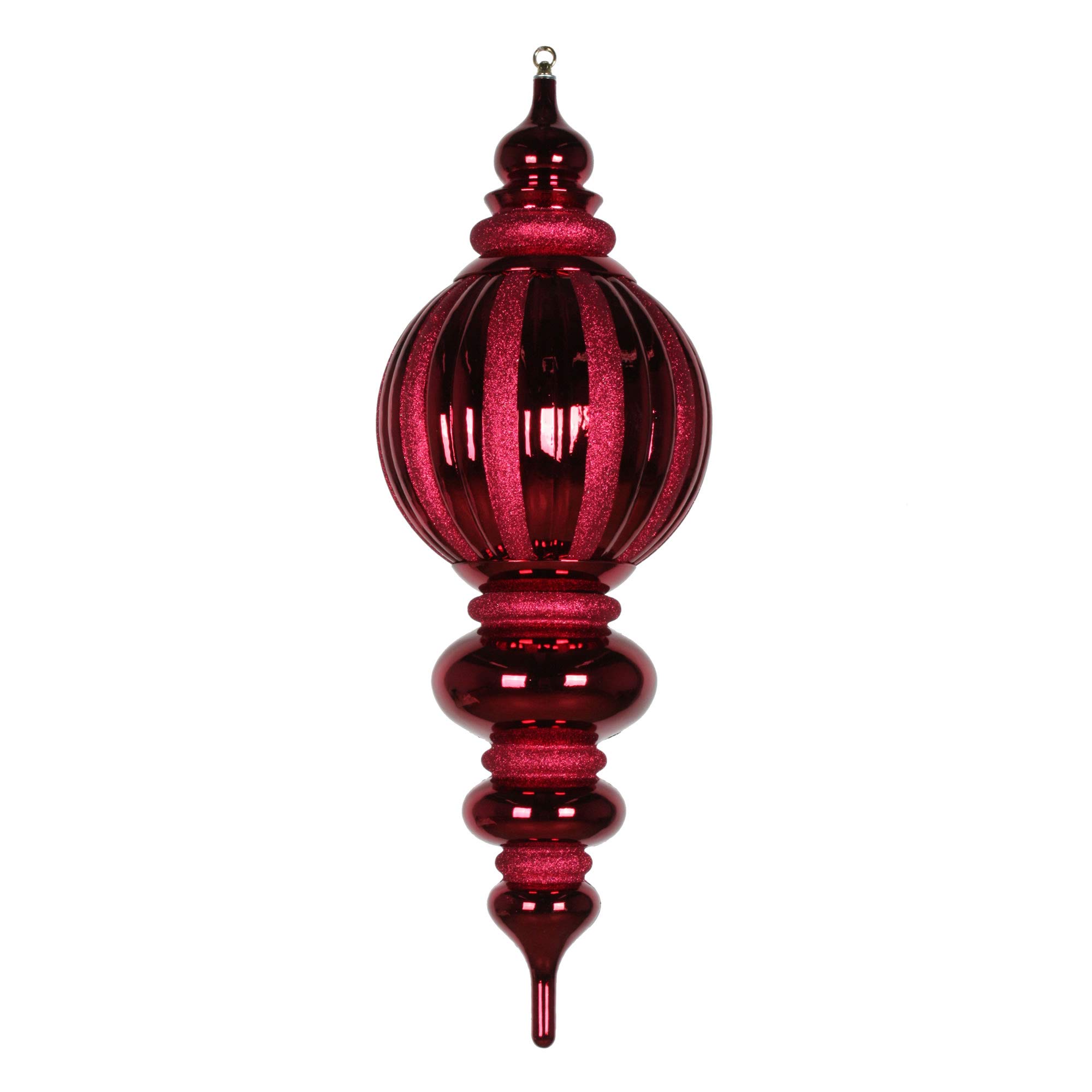 Vickerman 35-Inch Shatterproof Christmas Tree Topper with Glitter Accents - Burgundy Plastic Finial Ornament for Holiday Decorations | Perfect for Xmas Tree Decor, Home & Party Decoration