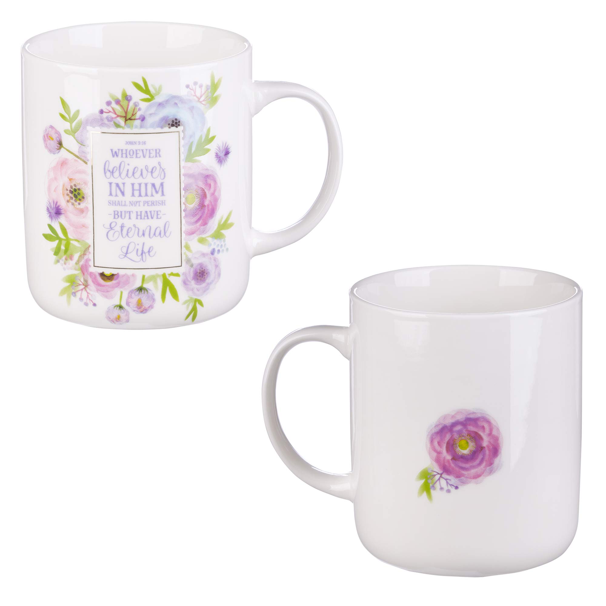 Inspirational Christian Ceramic Coffee & Tea Mug Set for Women - Watercolor Flowers & Bible Verse Design | Boxed Set of 4 | Perfect for Bible Study, Prayer Time & Christian Gift Giving