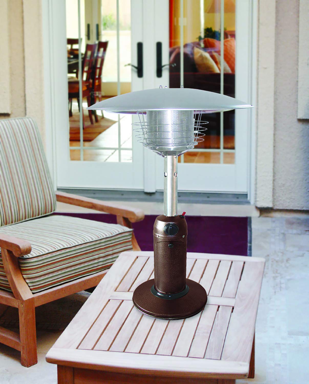 Paramount 11,000 BTU Table Top Propane Patio Heater - Mocha Brown Outdoor Heater for Deck, Garden, and Restaurant Use
