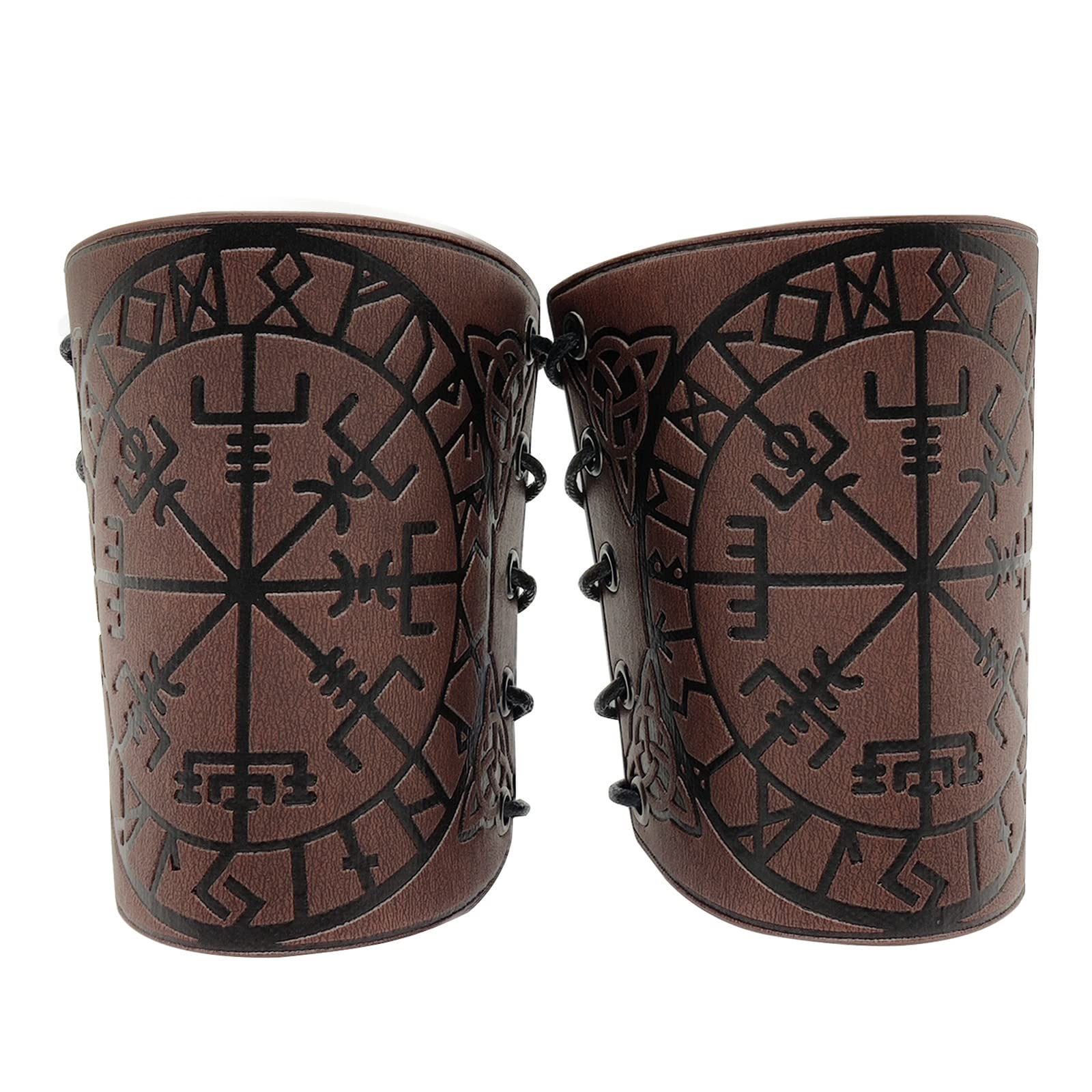 JAOYU Medieval Leather Bracer Set - 2PCS Viking Arm Guards, Leather Vambrace Wrist Armor for LARP, Cosplay & Renaissance Fairs - Perfect for Role Playing, Historical Reenactments & Costume Accessories
