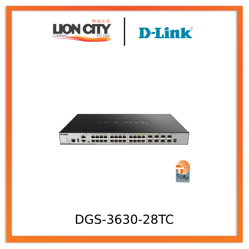 D-Link DGS-3630-28TC 28-Port Gigabit Layer 3 Stackable Managed Switch - High-Speed Network Solution for Offices, Data Centers & Enterprise Networks (Pre-Order)