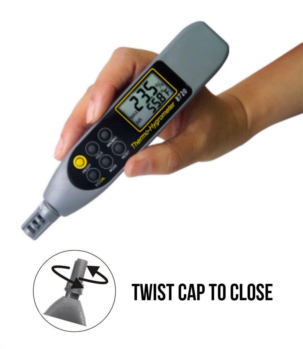 Digital Pen Style Thermo Hygrometer - Accurate Temperature & Humidity Meter with Wet Bulb, Dew Point - Ideal for Home, Greenhouse & Laboratory Use