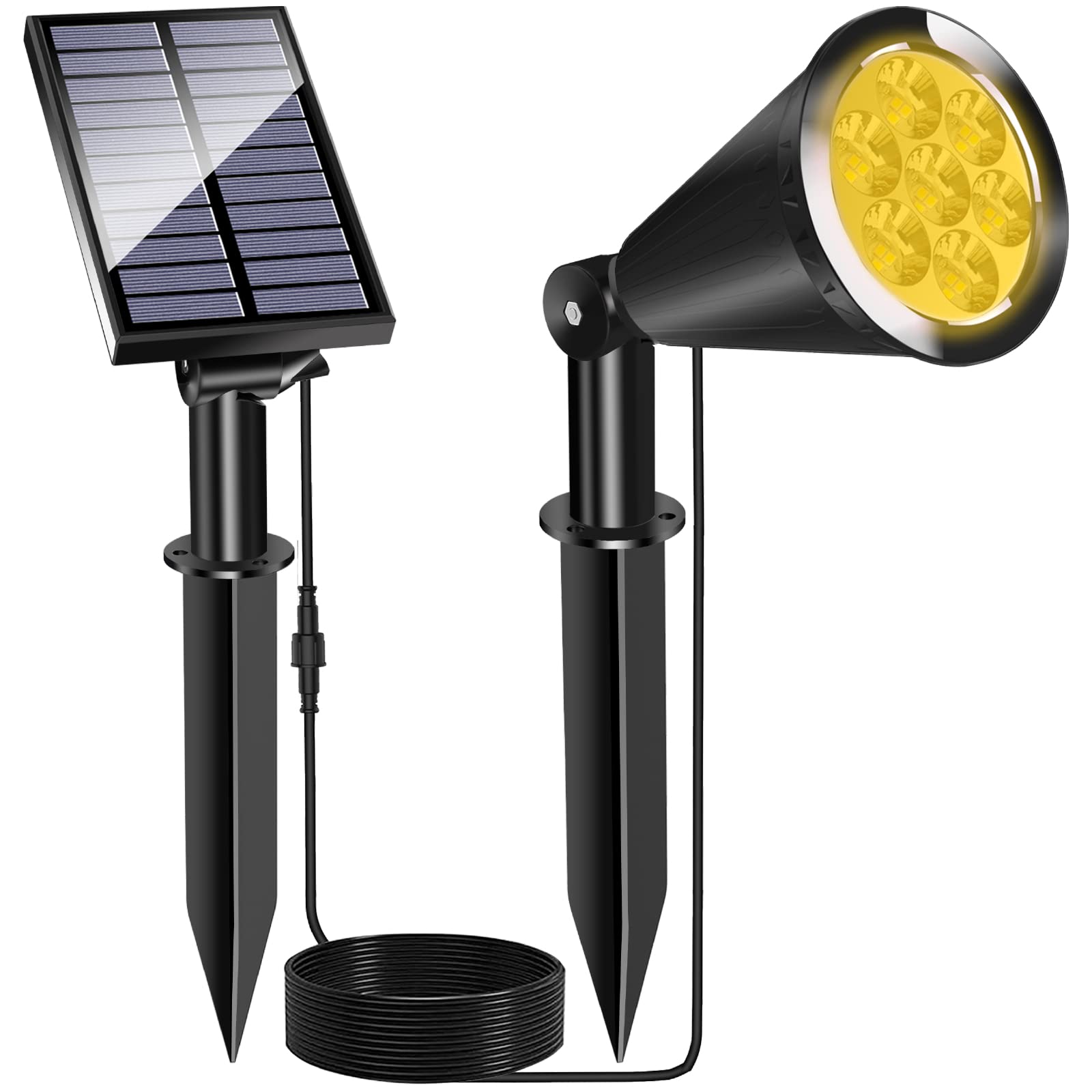 MEIHONG Solar Spot Lights Outdoor with Separate Panel - Waterproof Solar Uplighting Tree Lights, LED Landscape Lighting for Garden, Pathway, Yard - Dusk to Dawn Auto On/Off - Perfect for Walkways, Flower Beds & Outdoor Decor (1 Pack)
