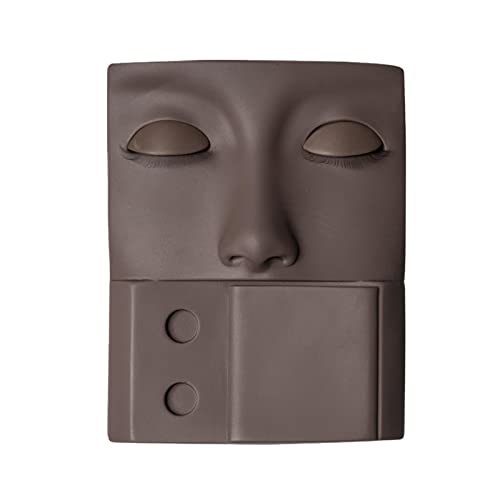 Professional Eyelash Extension Practice Mannequin Head with Lash Tray - Portable PVC Training Model for Lash Technicians (Dark Brown) - Perfect for Salon Training, Home Practice & Beauty School Education