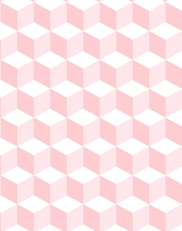 Wallshoppe 'Ice Cubist' Pink Geometric Wallpaper - Modern Abstract Design for Living Room, Bedroom & Home Decor