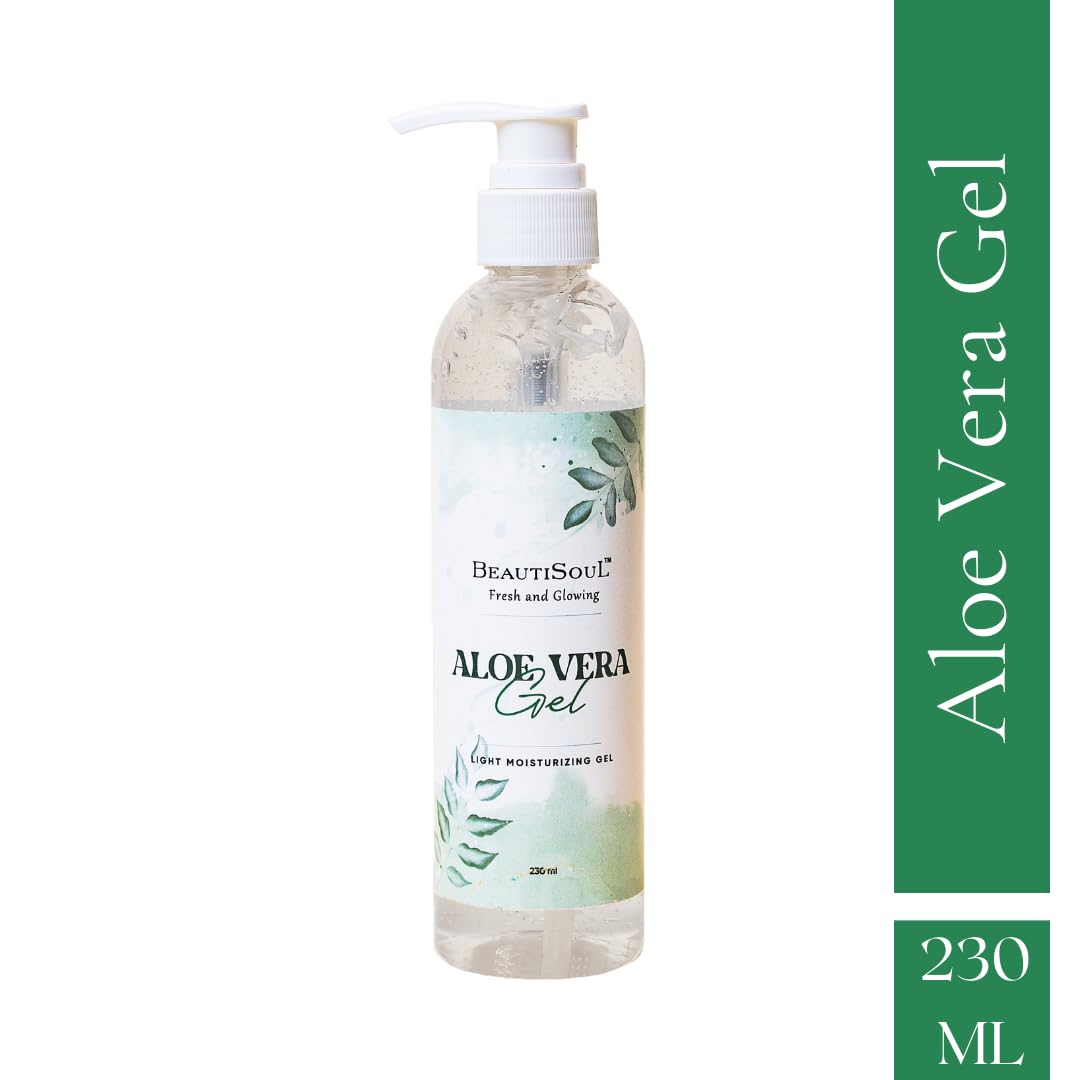 Beautisoul Pure Aloe Vera Gel with Tea Tree Oil for Face, Skin & Hair Care - 230ml | Hydrating Moisturizer for Sunburn Relief, Acne Treatment & Hair Growth | Perfect for Summer Skincare & Daily Beauty Routine