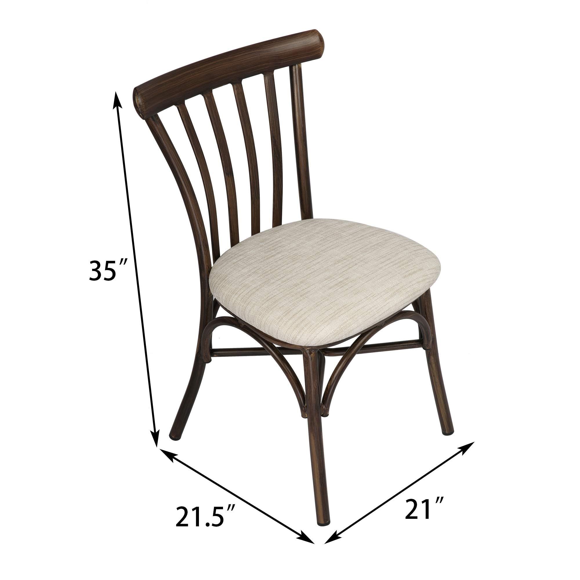 Modern Dining Chair Set of 2 - Upholstered PU Leather Kitchen Chairs with High Back & Aluminum Frame for Indoor/Outdoor Use - Beige - Perfect for Dining Room, Kitchen, Patio or Restaurant Seating