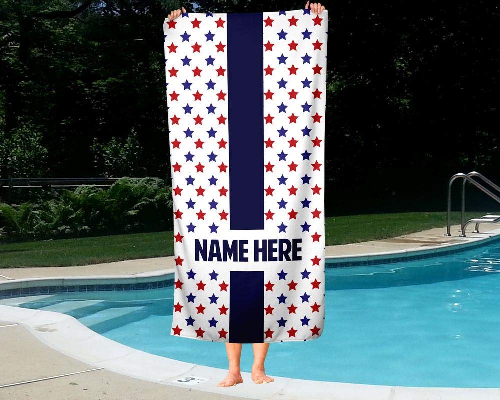 Extra Large Personalized American Flag Towel for Kids & Adults - Custom Oversized Travel, Beach, Pool & Bath Towel for Toddler, Baby, Boys & Girls - Perfect for Summer Vacations, Swimming & Outdoor Activities