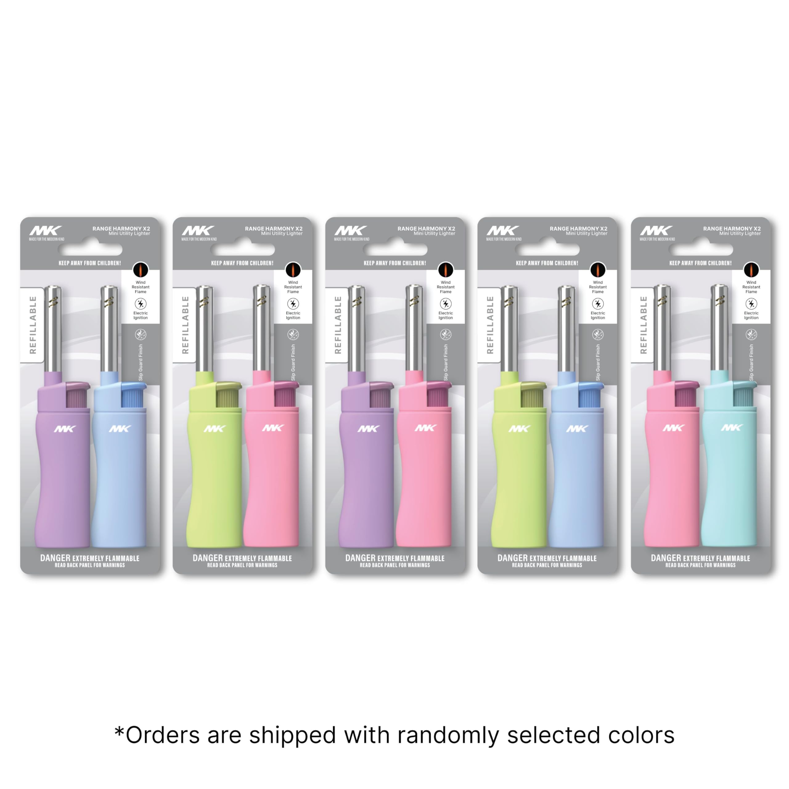 MK Windproof Butane Refillable Lighters - 4 Pack for Candles, BBQ, Camping & Outdoor Use | Long Reach Flame Lighter for Fireplaces, Grills, Bonfires & Home Decor
