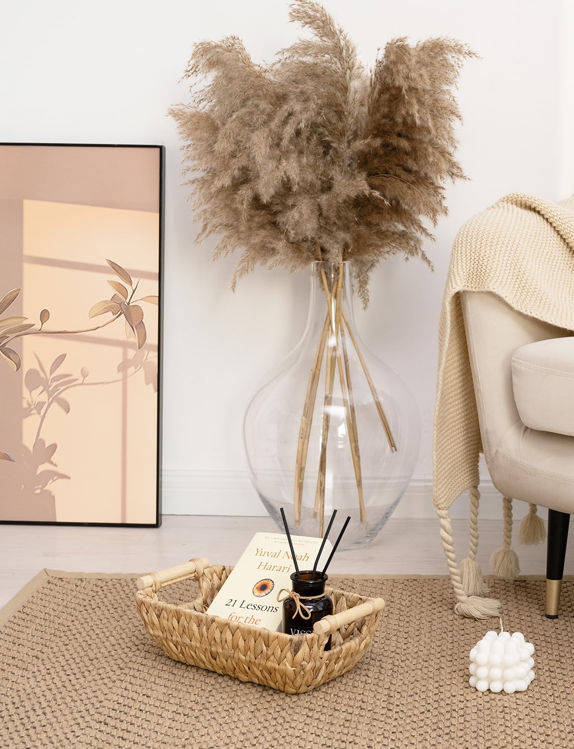 StorageWorks Hand-Woven Small Wicker Baskets - Natural Water Hyacinth Storage Baskets with Wooden Handles, 2-Pack Set for Home Organization, Bathroom & Nursery Decor | Perfect for Shelves, Countertops and Gift Giving