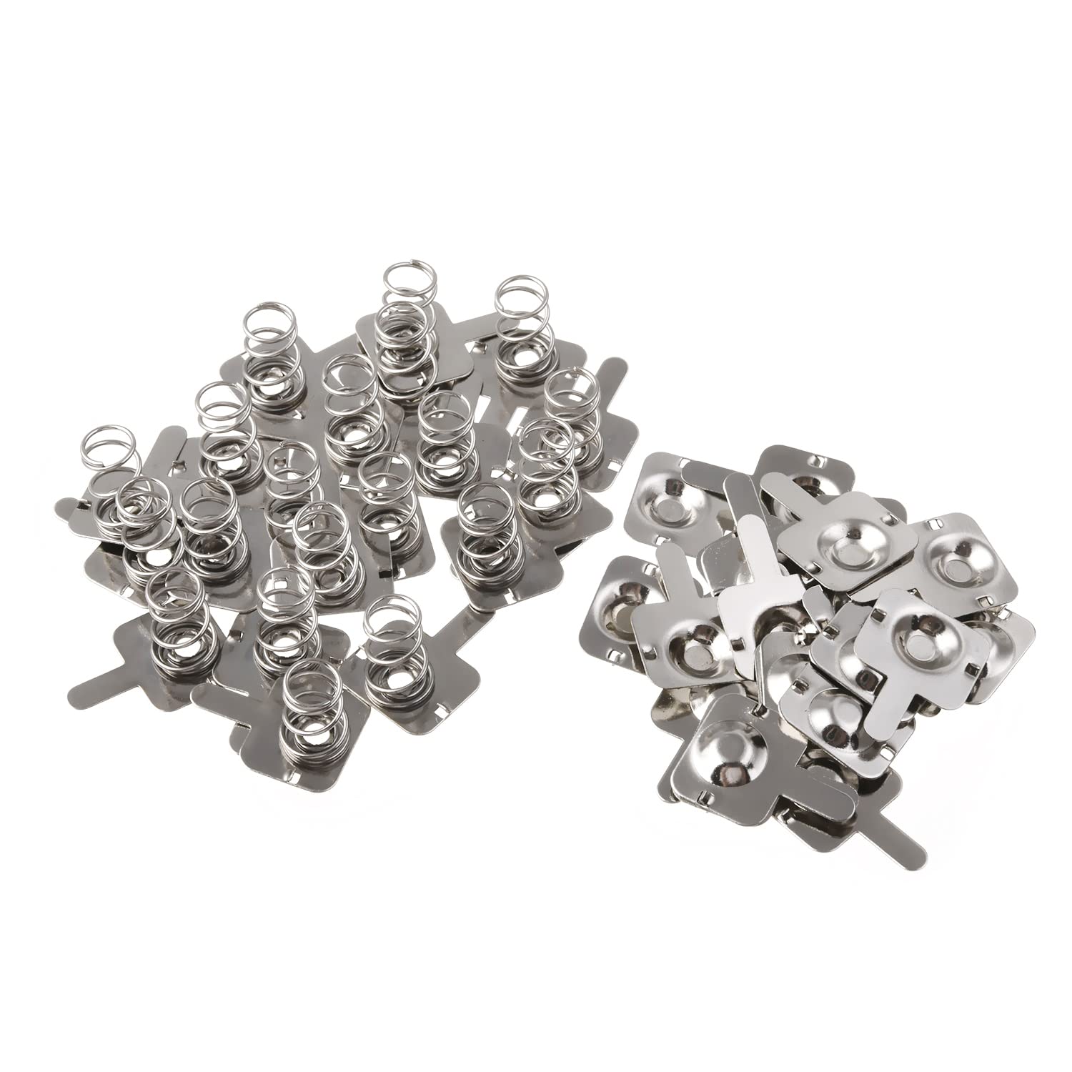 Heyiarbeit 20 Pairs AA Battery Spring Plates - Nickel-Plated Positive/Negative Contact Conversion Kit (12mmx10mm) for DIY Electronics, Flashlights & Battery Compartment Repairs