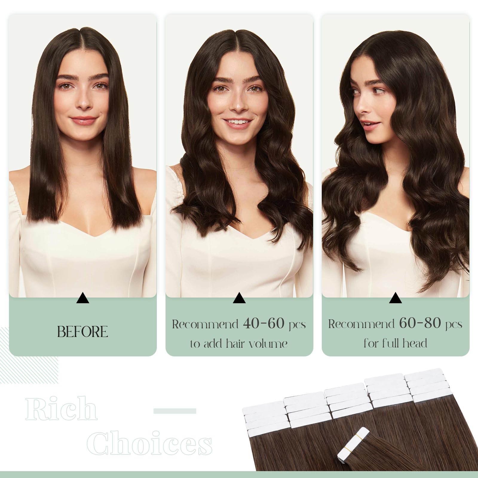 20pcs 30g Tape in Hair Extensions 100% Remy Human Hair - Balayage Medium Brown #04, 22 Inch Seamless Skin Weft Straight Extensions for Volume & Length | Perfect for Weddings, Parties & Daily Styling