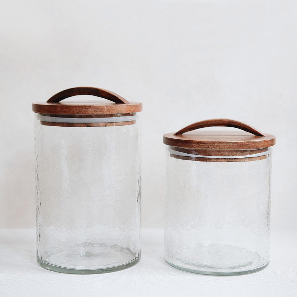 Handblown Glass Canister with Airtight Lid - Premium Kitchen Storage Jar for Coffee, Tea, Sugar & Spices - Perfect for Pantry Organization & Home Decor