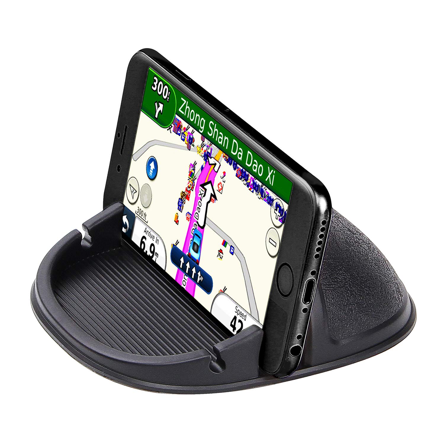 Car Phone Holder for Dashboard - Anti-Slip Silicone Phone Mount Stand Compatible with iPhone, Samsung & Android Smartphones | Perfect for Road Trips, Commuting & GPS Navigation
