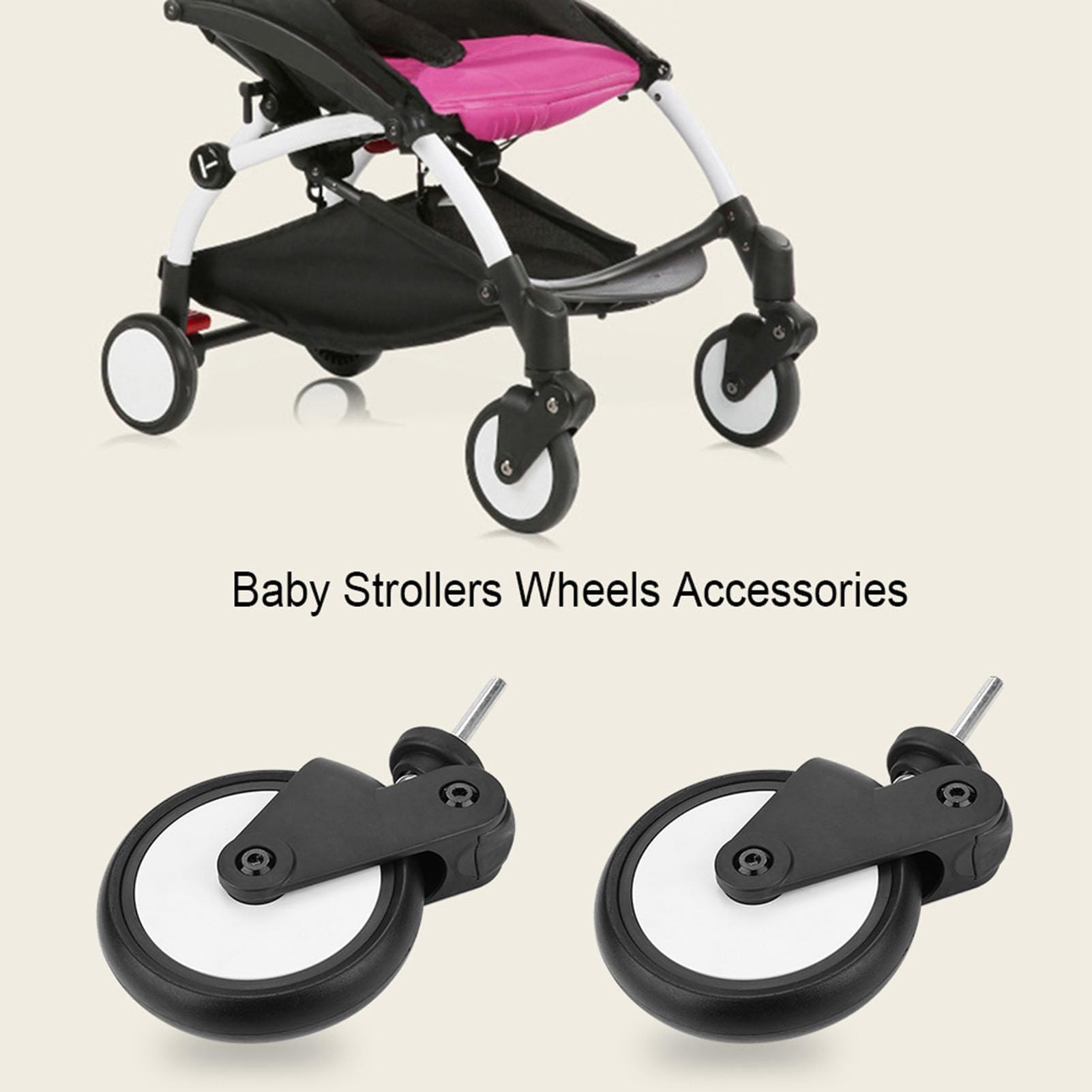 Stroller Replacement Wheels - Durable Rubber Wheels for Baby Strollers & Kids Carriages | Perfect for Smooth Rides on Pavement, Grass & Uneven Terrain
